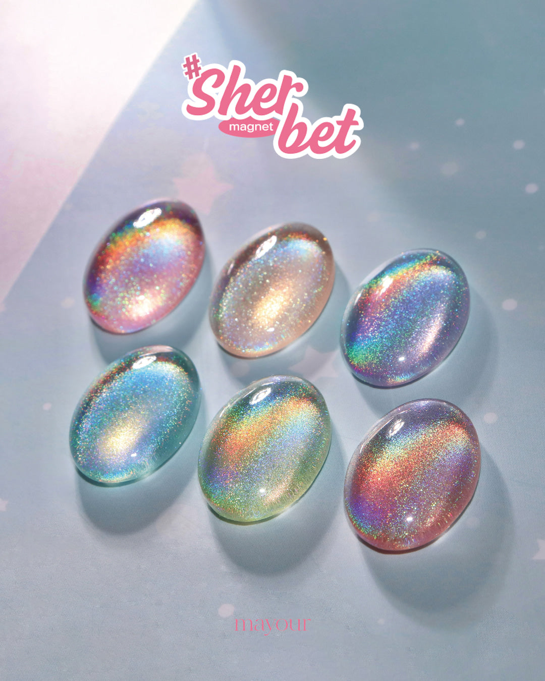 Mayour Sherbet Magnetic Gel Set - 6 colours (Magnet Included)