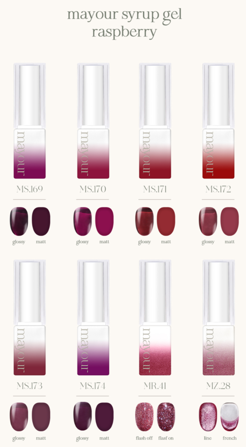 Mayour Raspberry Single Gel - 8 types