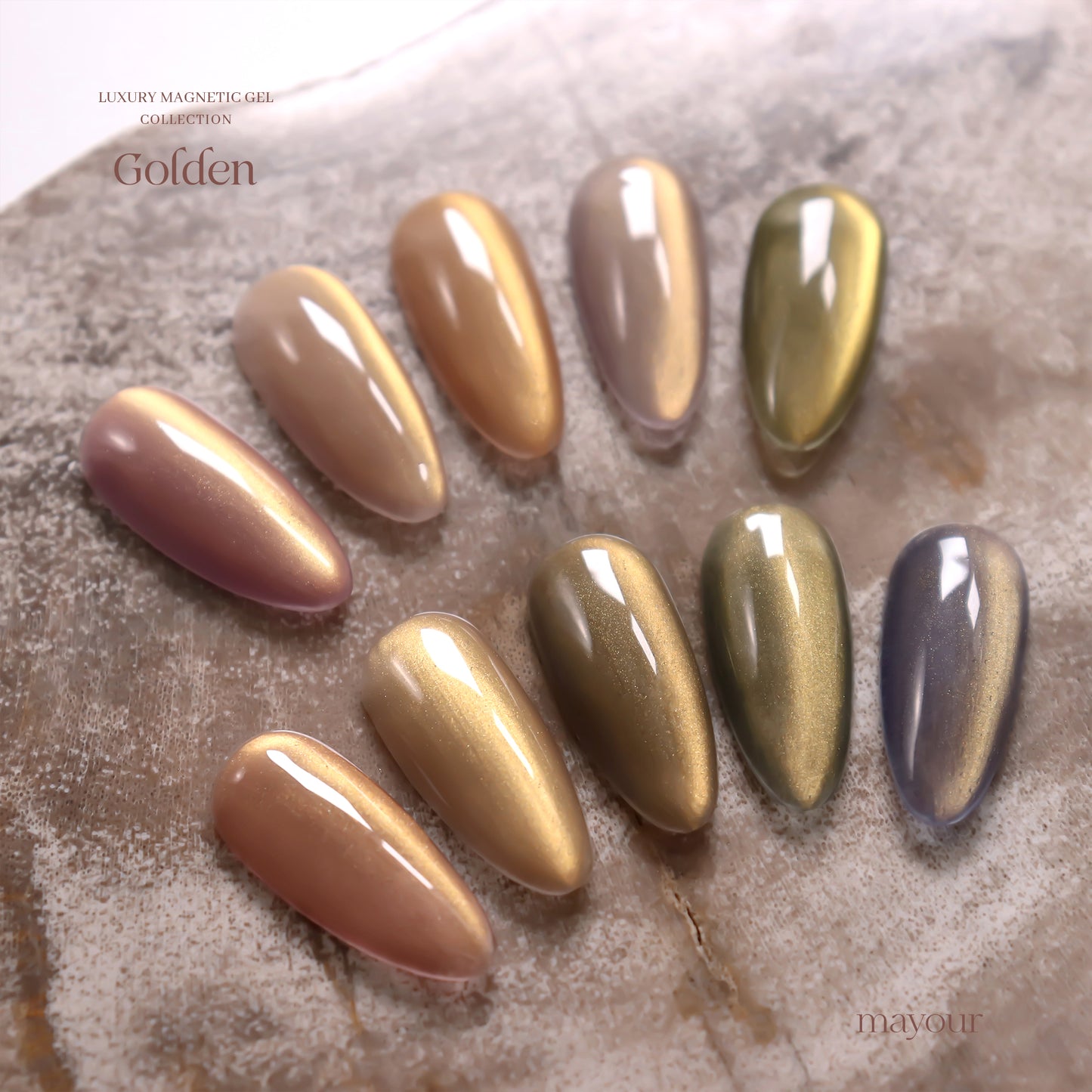 Mayour Golden Magnetic Gel Set - 10 colours (Magnet Included)