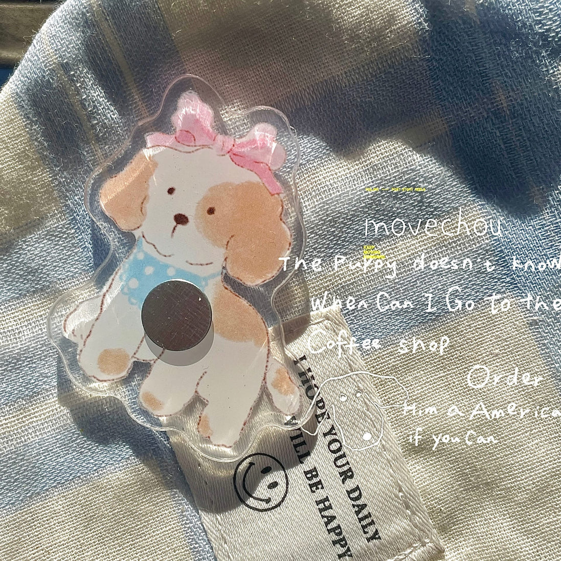 Little Puppy with Bow Nail Stand